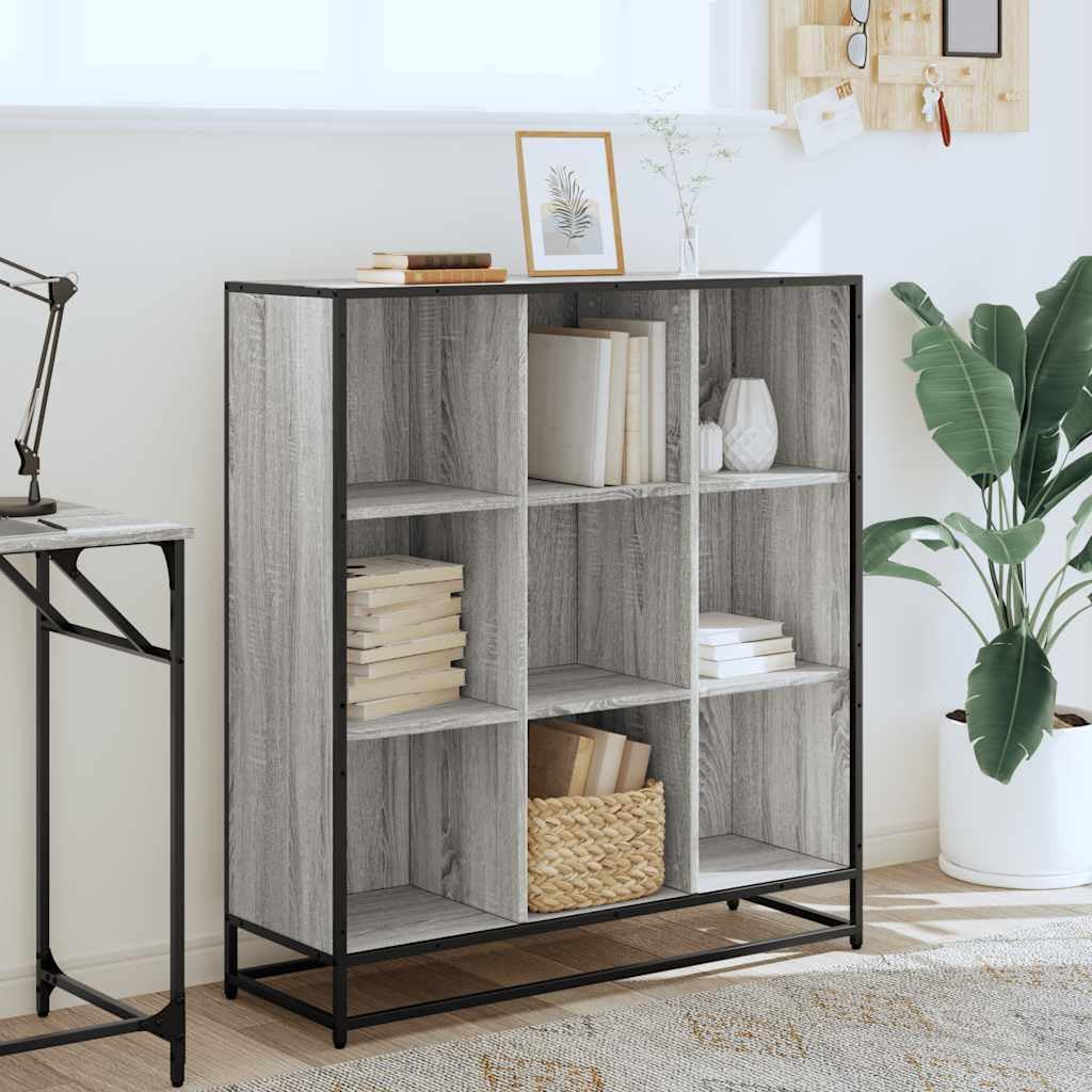 vidaXL Möbel Bücherregal 97,5cm Grau Sonoma Holz Metall