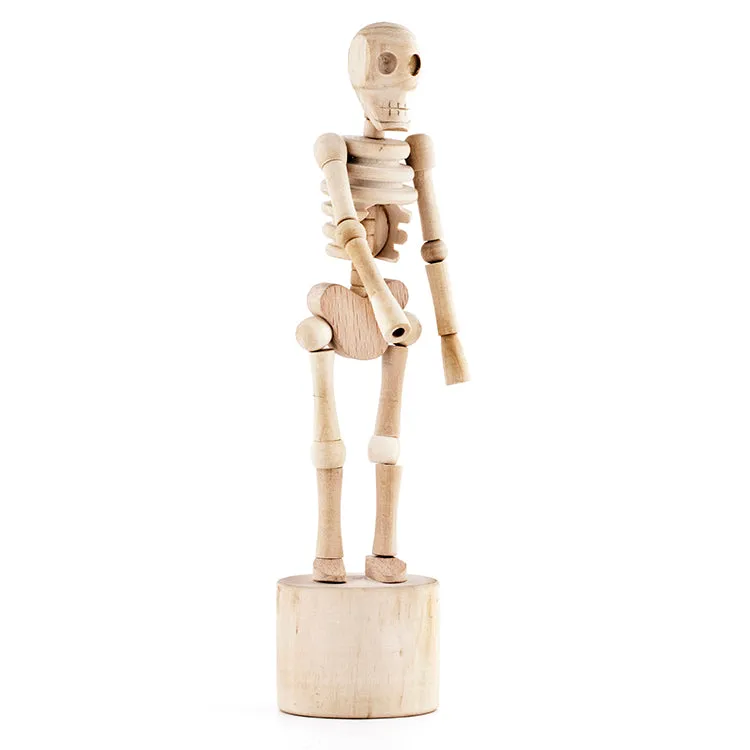 Kikkerland Home Skeleton Lazy Bones Holzfigur mit Knopf