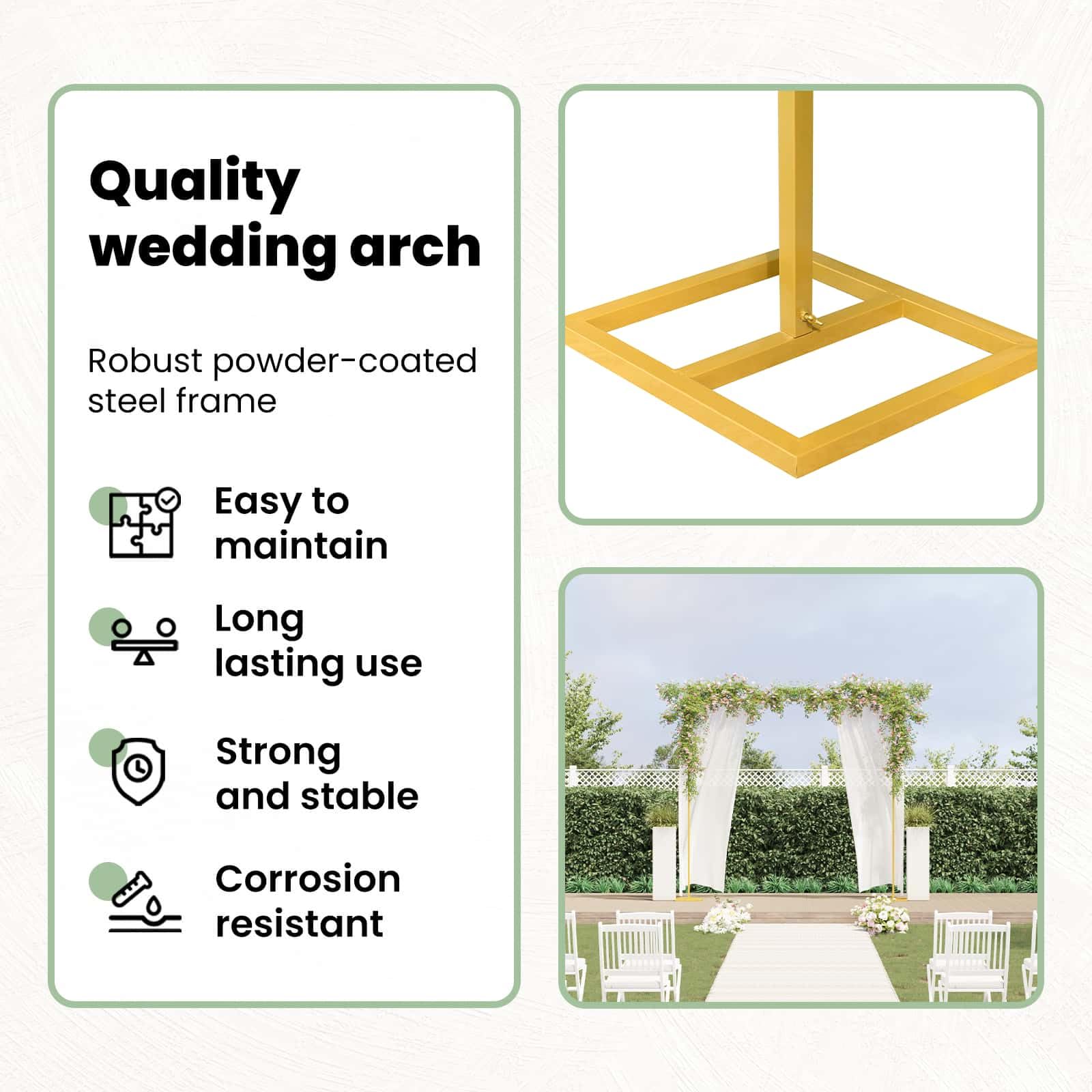 vidaXL Heim & Garten Hochzeitsbogen Gold 338 cm Stahl eckig