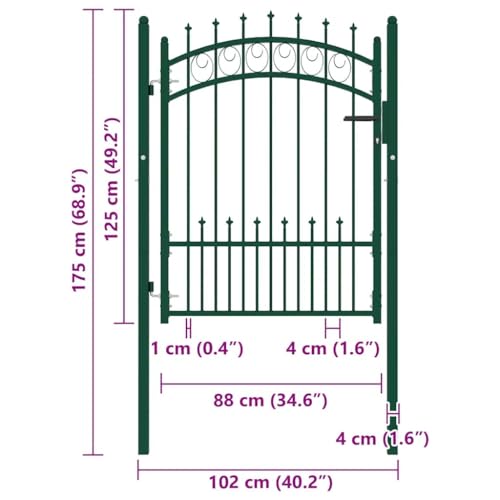 vidaXL Zauntor Spitzen Gartentor Stahl Grün 100x125 cm