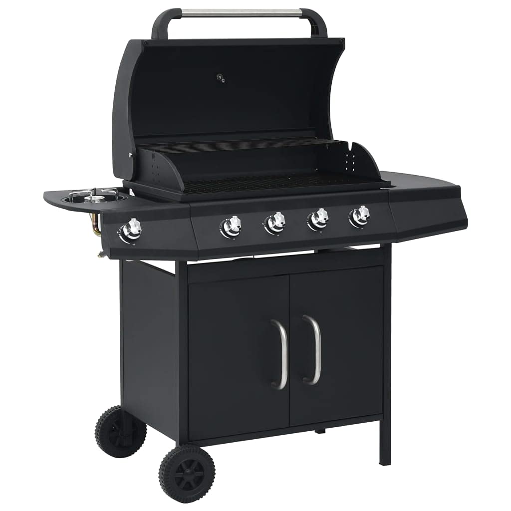 vidaXL Gasgrill 4+1 Flammen Grill Schwarz Stahl