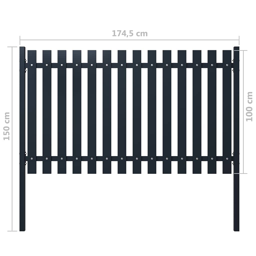 vidaXL Heim & Garten Zaunelement Anthrazit Stahl 174,5x100cm