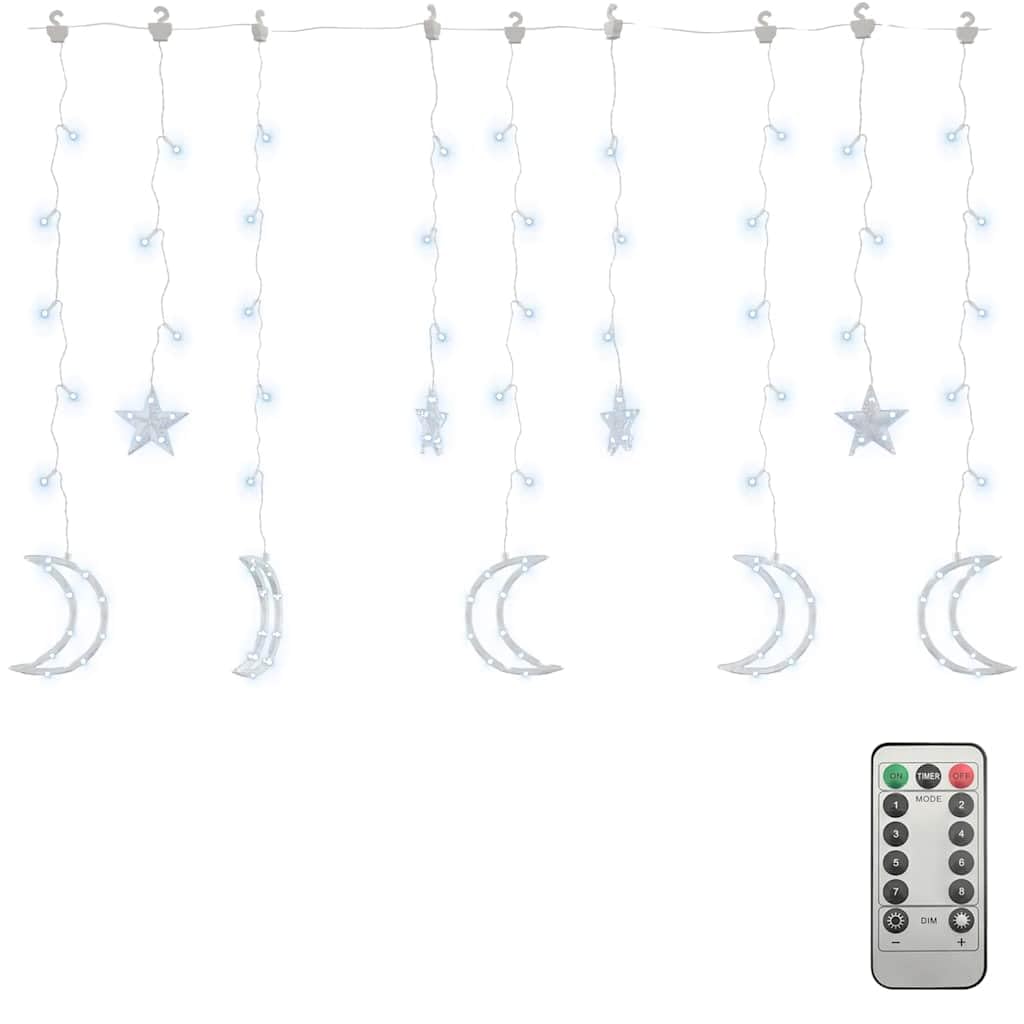 vidaXL Lichterkette Stern Mond 138 LED Blau Fernbedienung