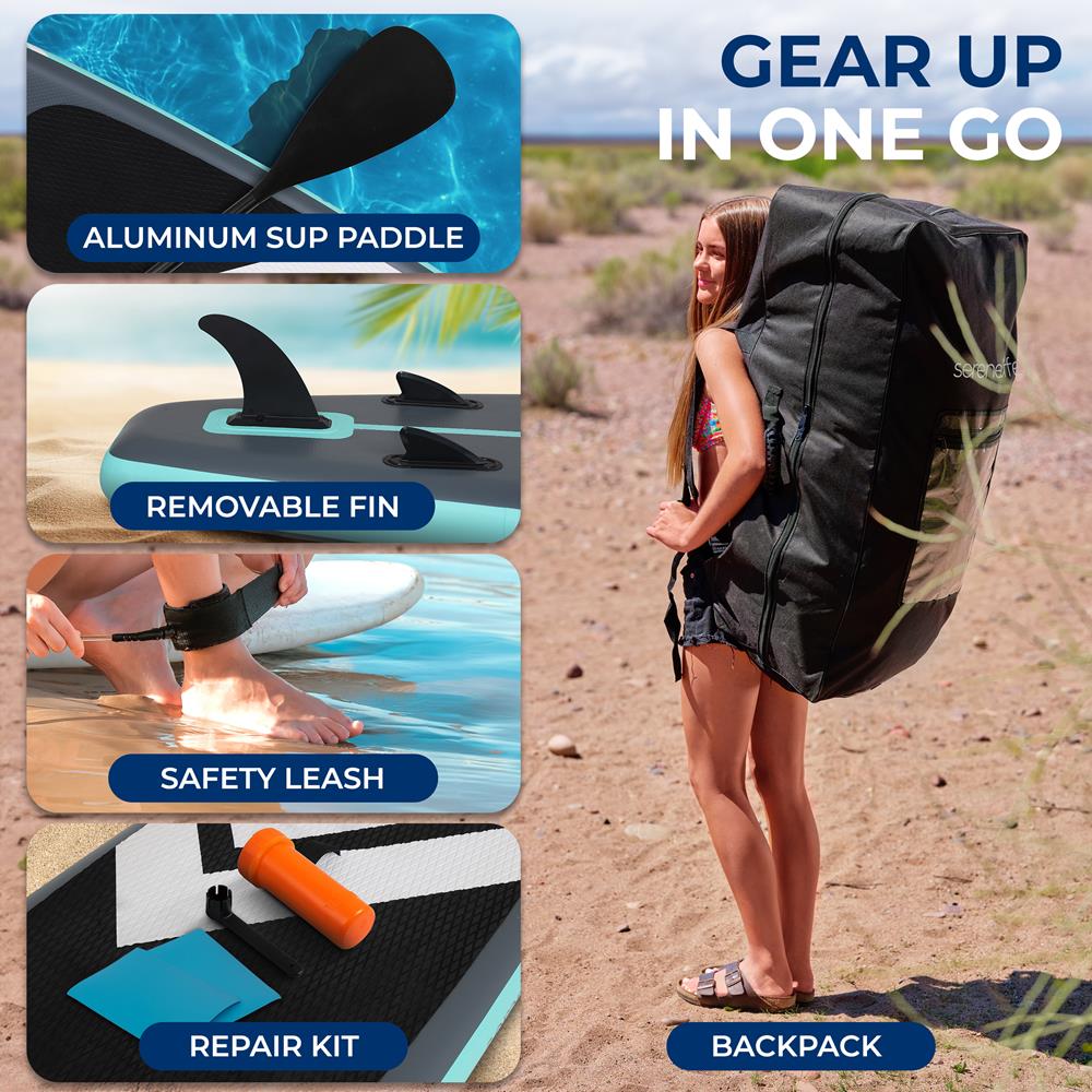 Serenelife SUP aufblasbares SUP-Board transparent SLSUPCL01 Set