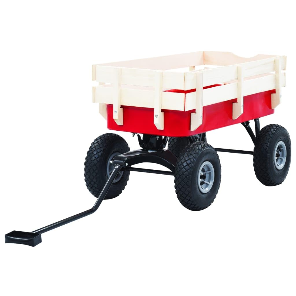 vidaXL Handwagen Bollerwagen 150 kg Rot Stahl Holz 99 cm
