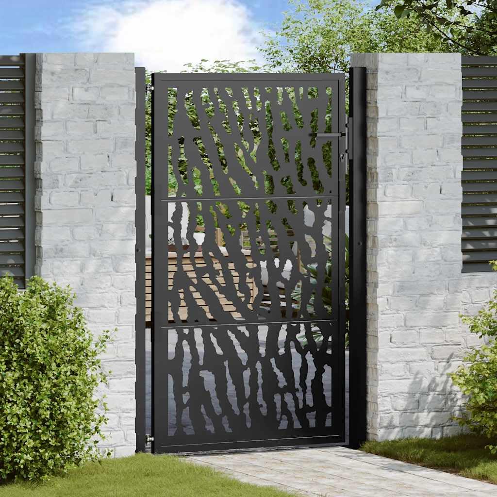 vidaXL Heim & Garten Gartentor Stahl Schwarz 100x150 cm Trace