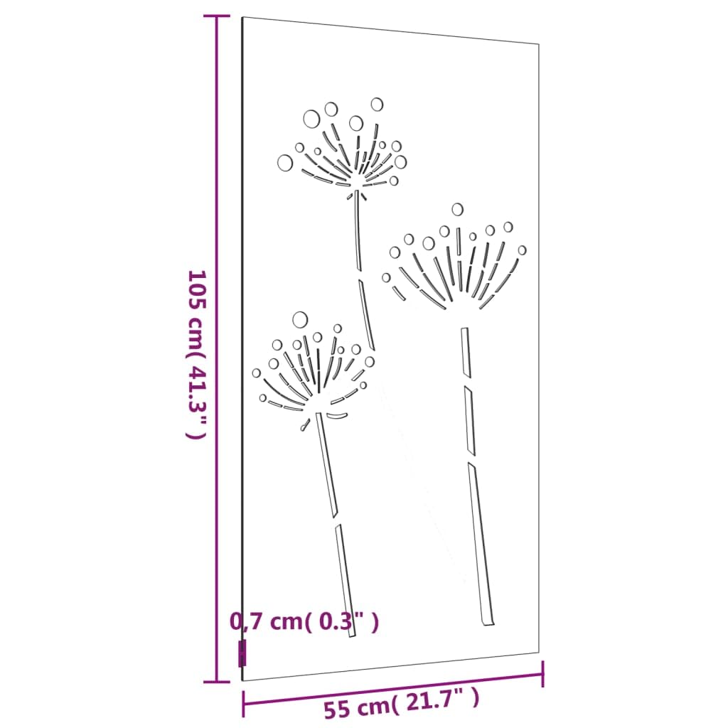 vidaXL Garten-Wanddeko 105x55 cm Cortenstahl Blumen