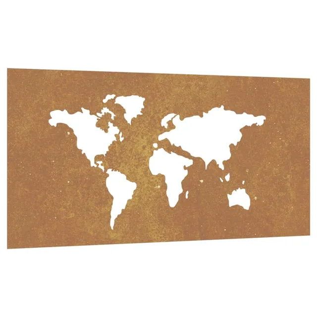 vidaXL Garten Wanddeko 105x55 cm Weltkarte Cortenstahl