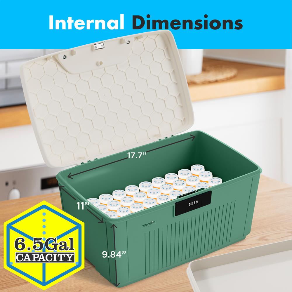 Serenelife Storage Aufbewahrungsbox 25L grün abschließbar