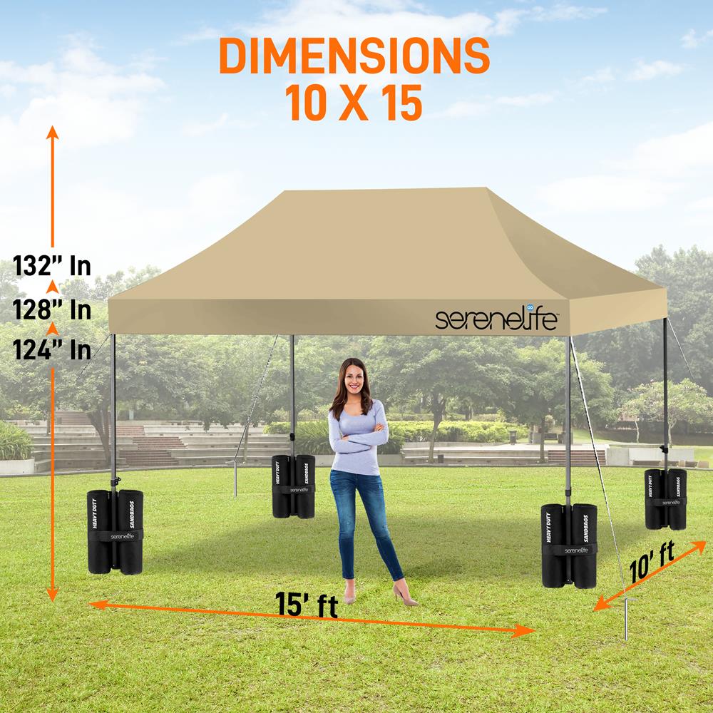 Serenelife Pavillon Faltpavillon 3x4,5m Khaki wasserdicht UPF50+