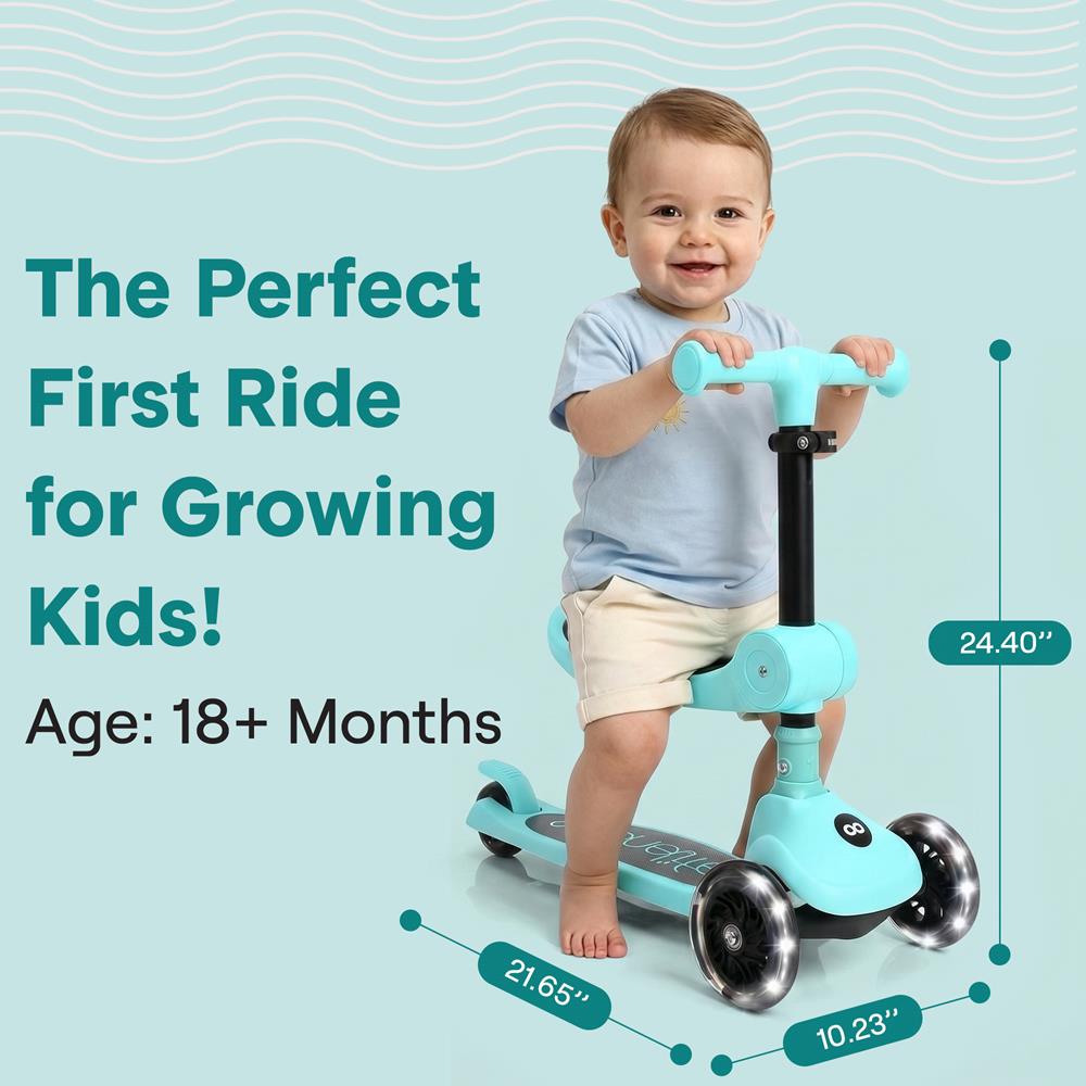 Serenelife Scooters Kinderroller 3-Rad türkis mit Sitz