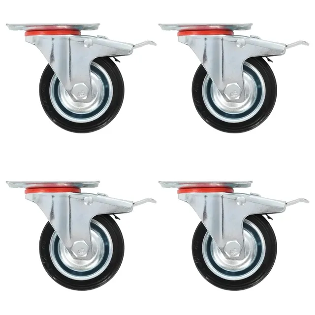 vidaXL 12x Lenkrollen 75 mm Schwerlastrollen Gummi mit Bremse