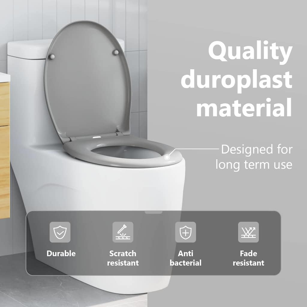 vidaXL Heimwerkerbedarf Toilettensitz Grau 47x37x4 cm Duroplast