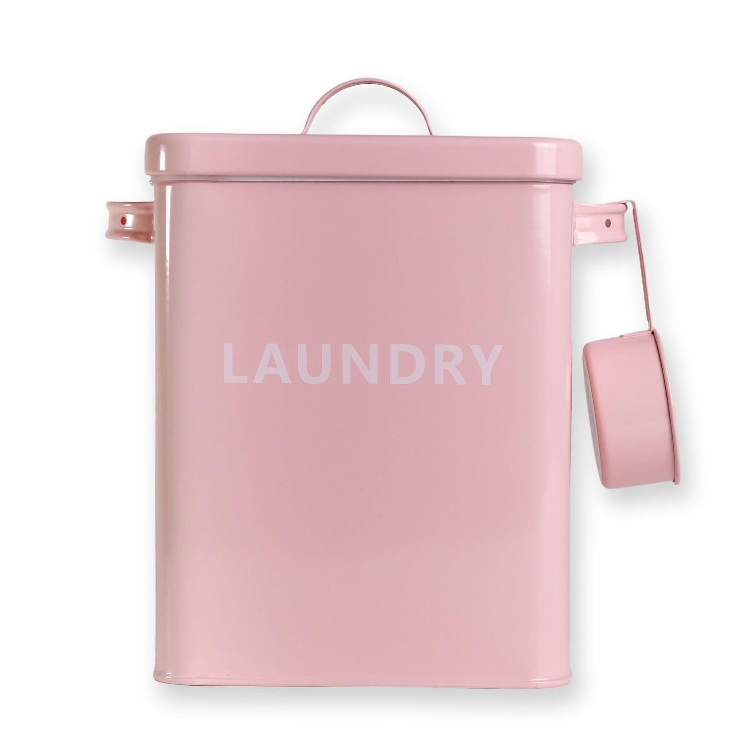 Intirilife Waschmittelbox 5 Liter Weiß Rosa Metall mit Löffel