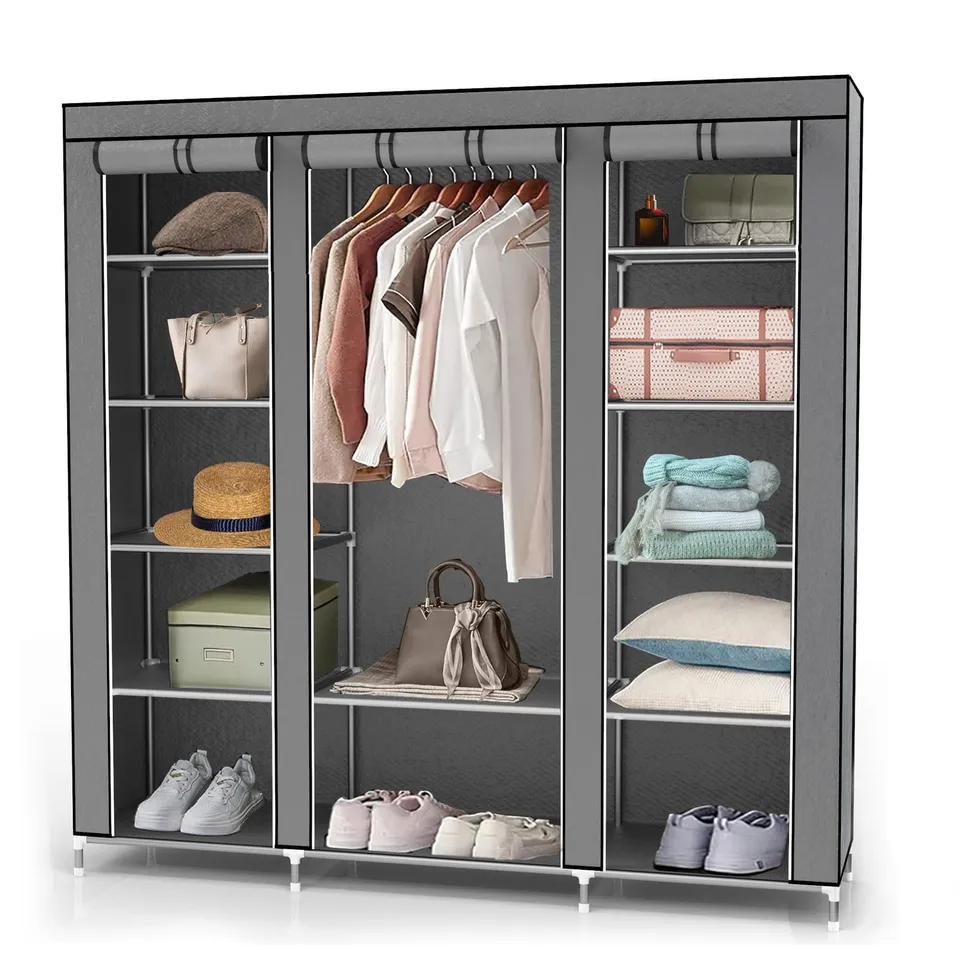 Intirilife Faltschrank 150x175x45 asch grau Reissverschluss
