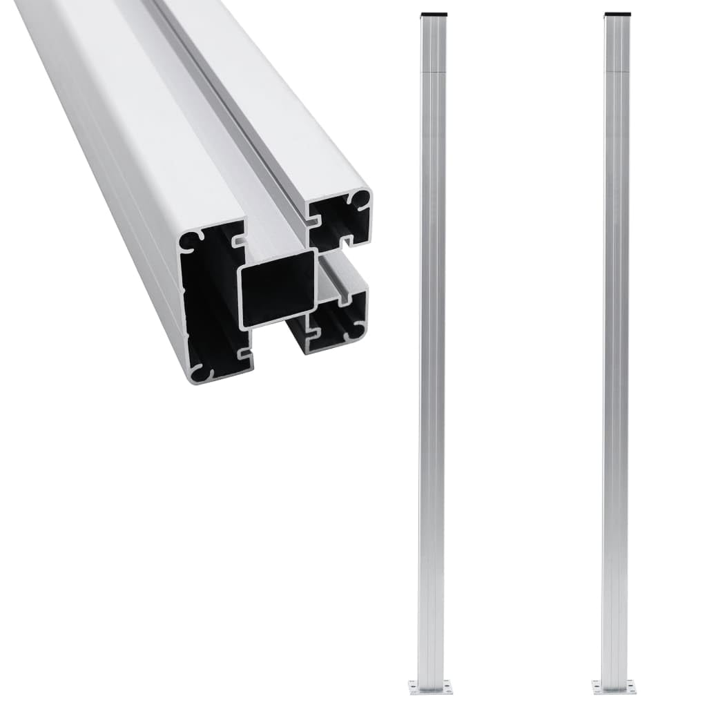 vidaXL Zaunpfosten Alu 185 cm Silber 2 Stk. mit Fuß