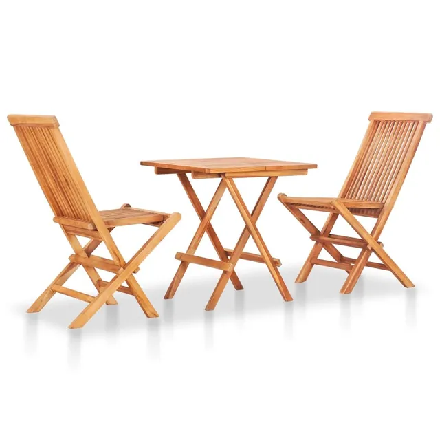 vidaXL Teak Bistroset 3-tlg. Klappbar Gartenset Massivholz