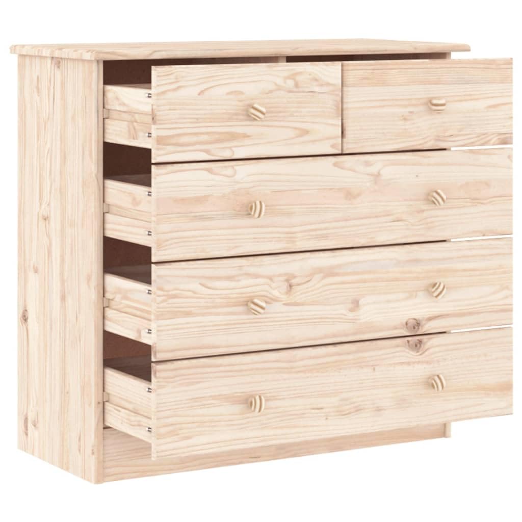 vidaXL ALTA Kommode Natur Kiefer 77x35x73 5 Schubladen