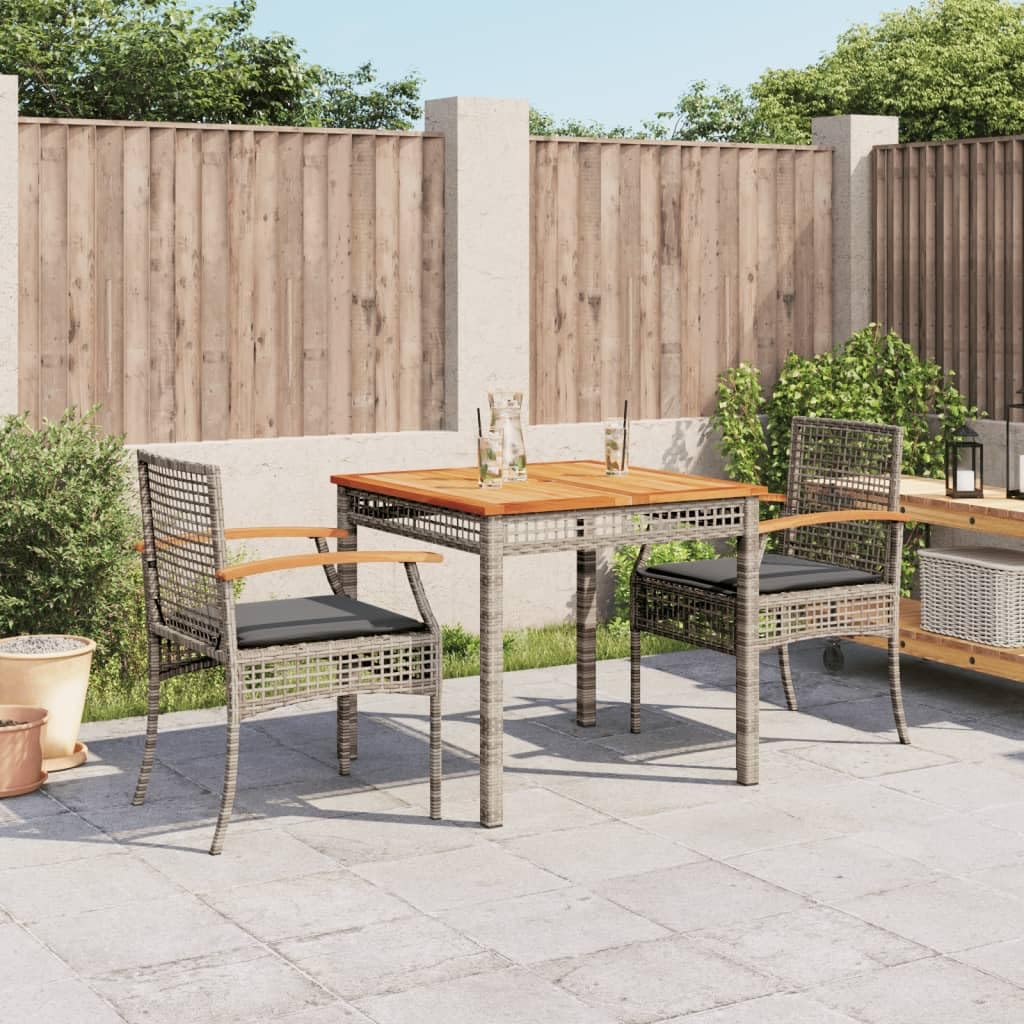 vidaXL Garten-Essgruppe Grau Poly Rattan 80 cm 2-tlg