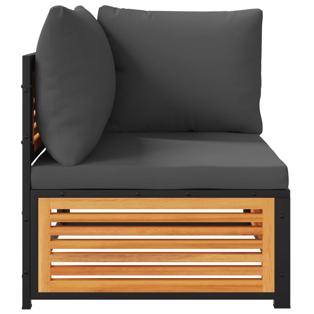 vidaXL Garten-Ecksofa Anthrazit Akazie mit Kissen modular
