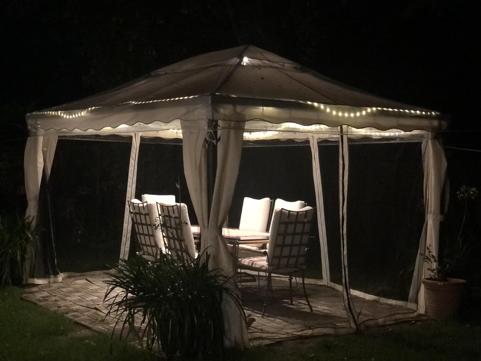 vidaXL Heim & Garten Pavillon 3x3 m Anthrazit mit Vorhängen LED