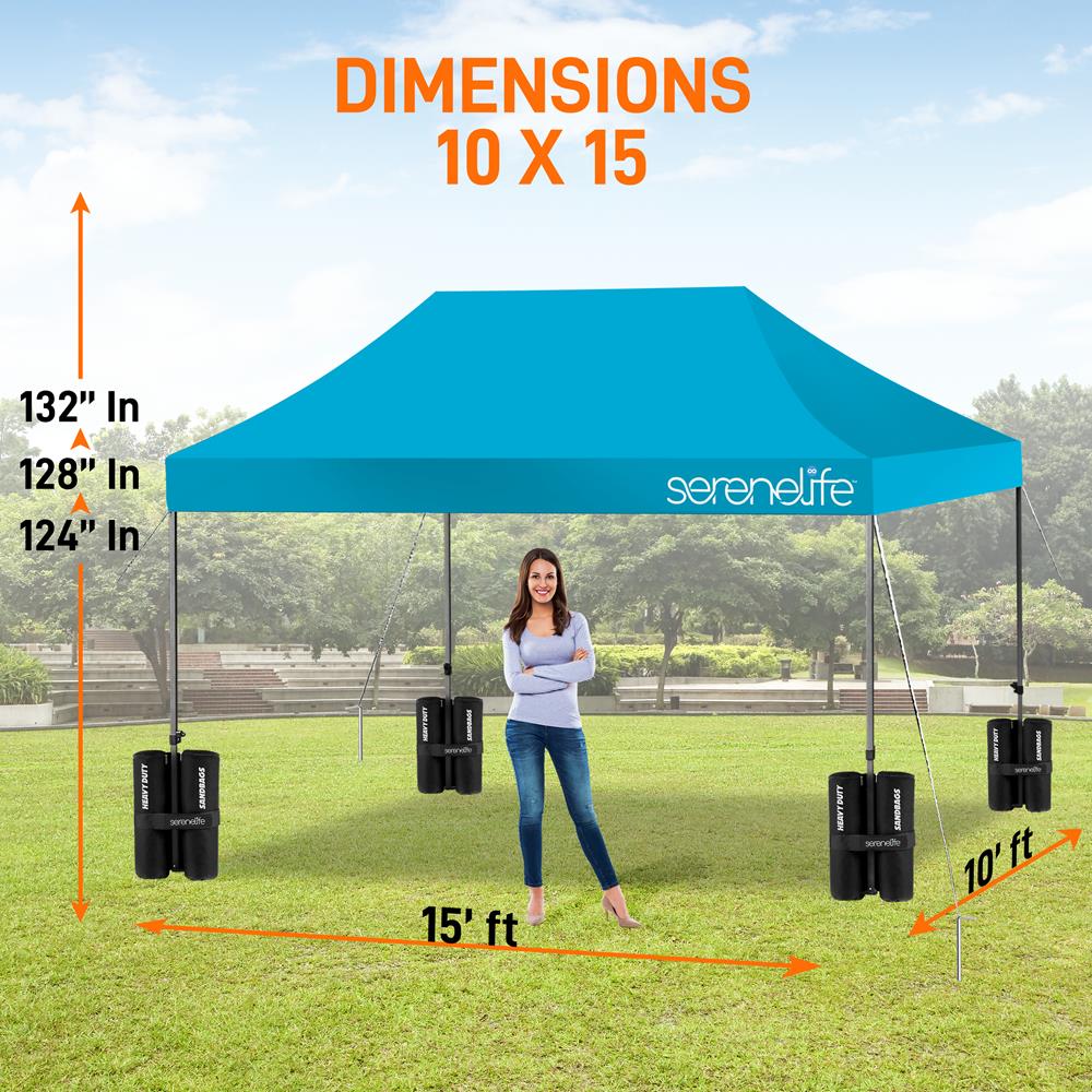 Serenelife Camping Faltpavillon 3x4,5m Hellblau UPF50+