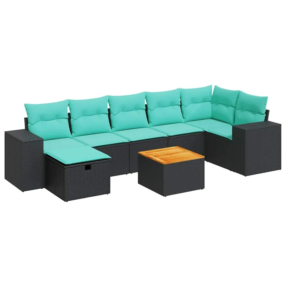 vidaXL Heim & Garten 8-tlg Garten-Sofagarnitur Schwarz Poly Rattan