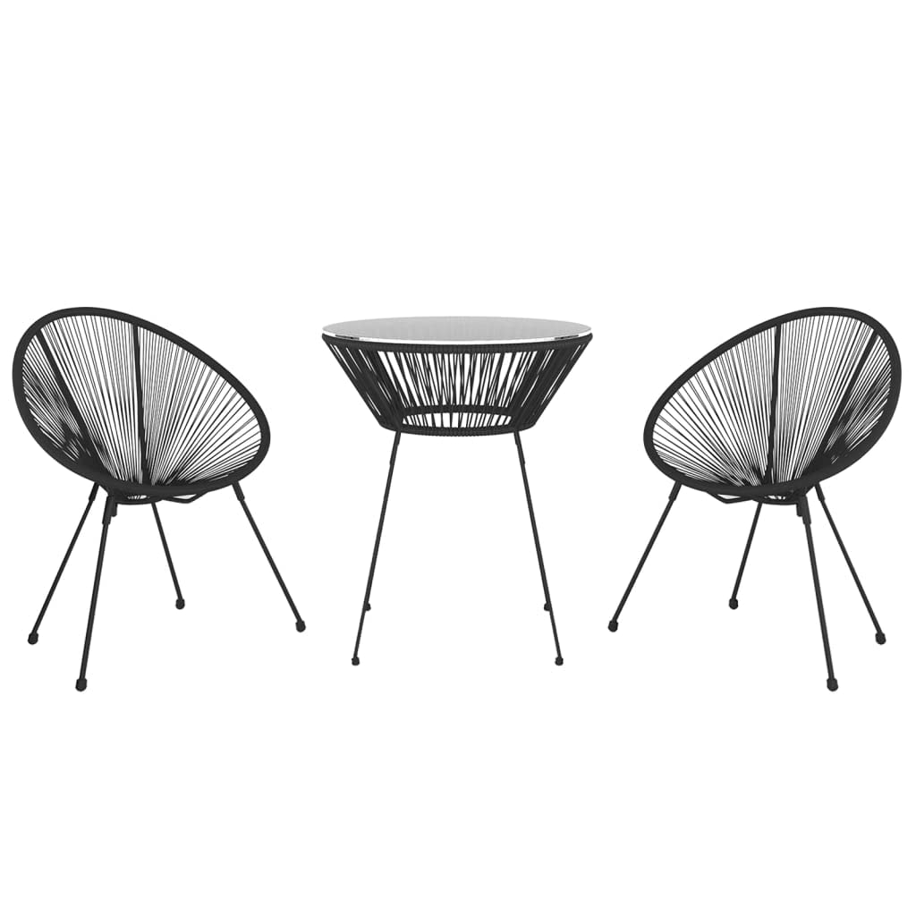 vidaXL Garten-Essgruppe Schwarz 2-tlg Rattan-Optik Set