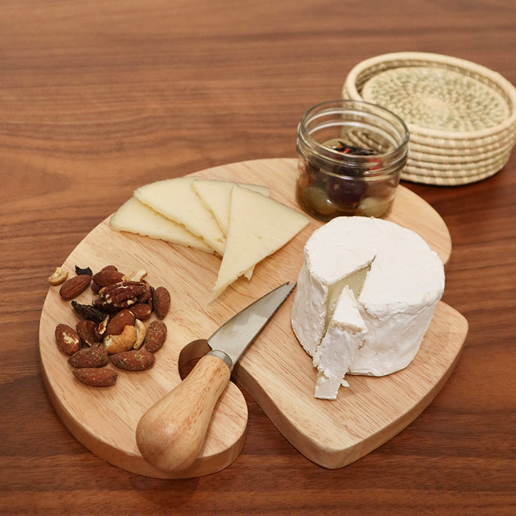 Kikkerland Kitchen Mushroom Schneidebrett Holz mit Messer