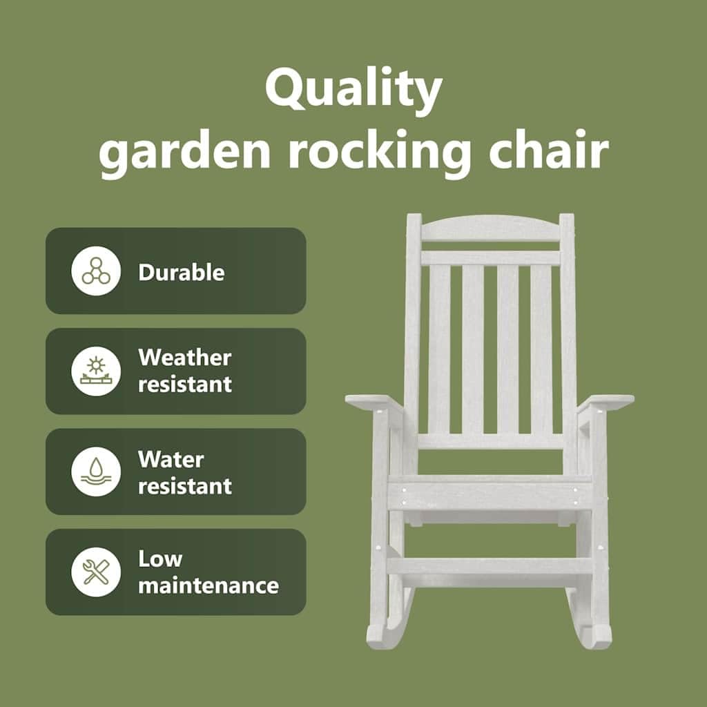 vidaXL Heim & Garten Garten-Schaukelstuhl Weiß HDPE wetterfest
