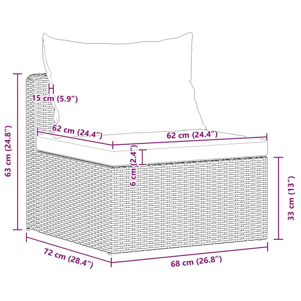 vidaXL Gartensofa 3-tlg. Gartengarnitur grau Poly Rattan