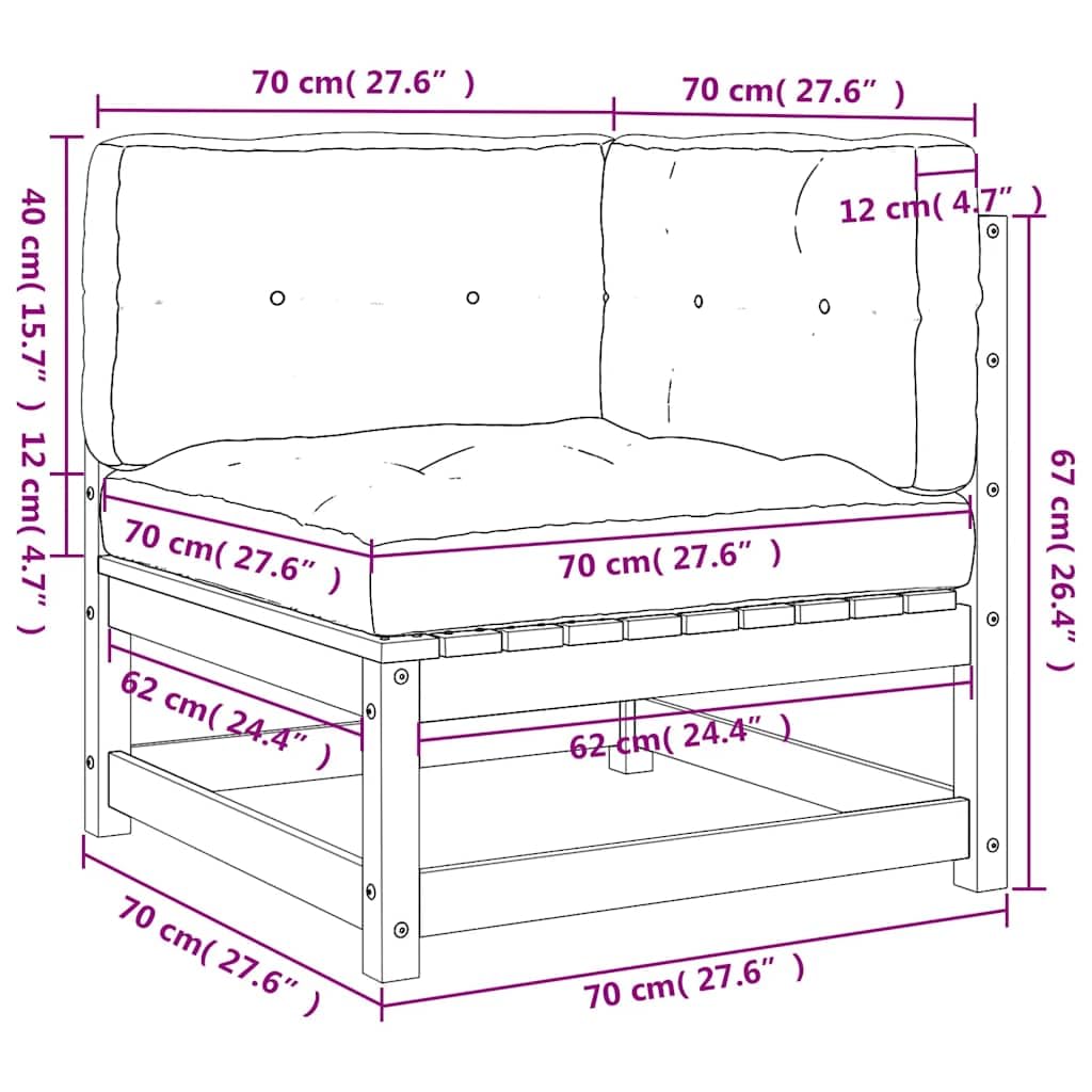 vidaXL Heim & Garten Ecksofa Holz 2 Stk Wachsbraun Kiefer mit Kissen