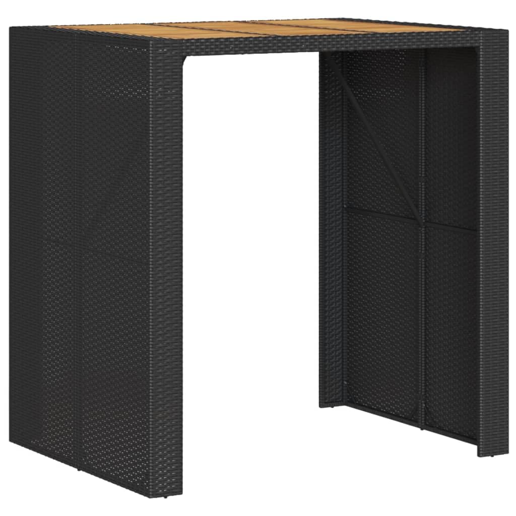 vidaXL Gartenbar-Set 5-tlg Schwarz Poly Rattan Akazie