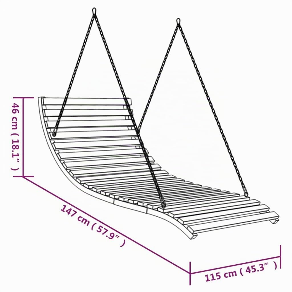 vidaXL Bugholz Bett-Schaukel Hängeliege Teak 115x147cm