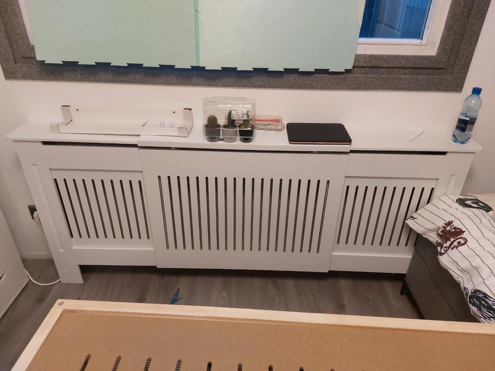 vidaXL Heizkörperverkleidung 112 cm MDF Abdeckung Weiß