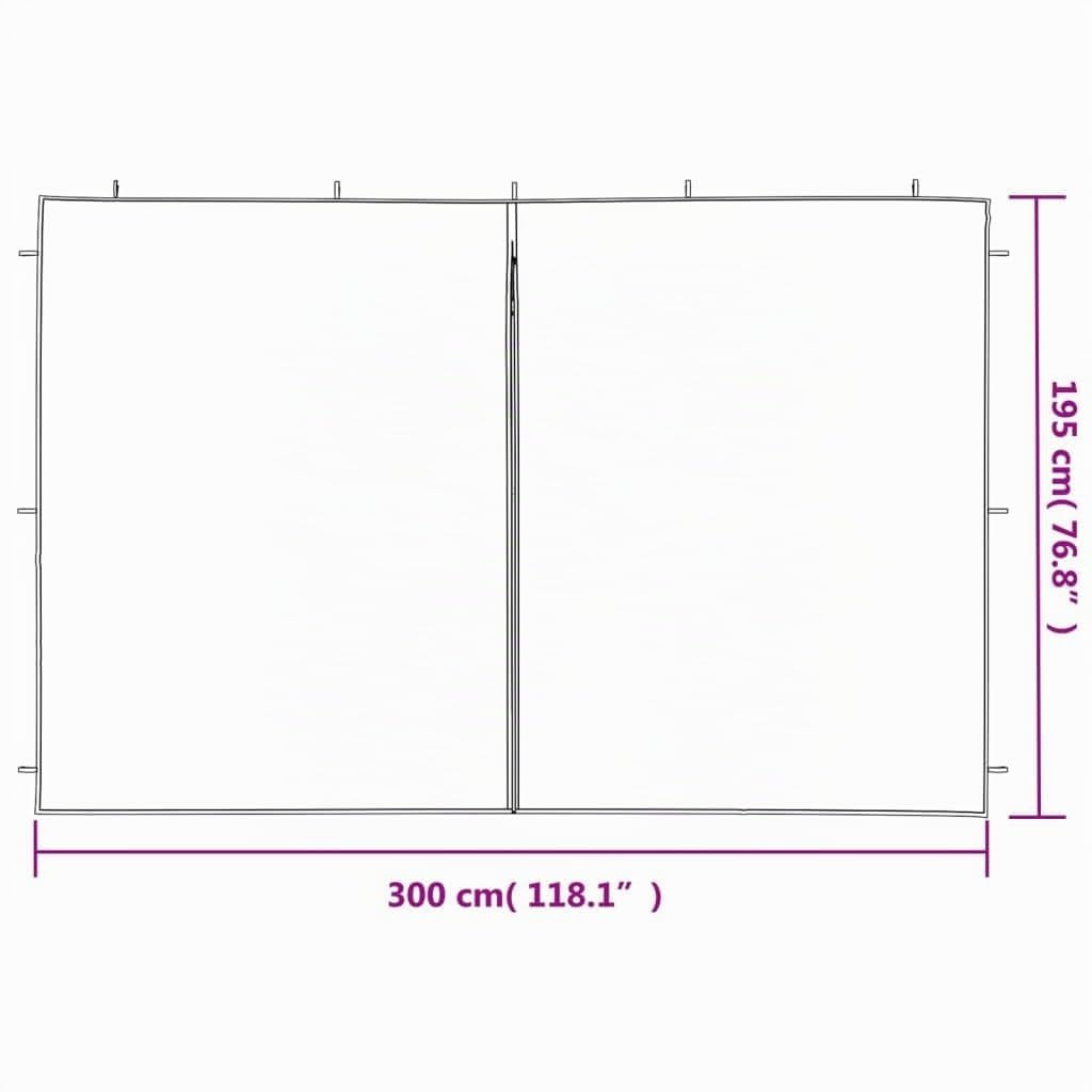 vidaXL Seitenwand 2x Partyzelt Plane Weiß 300x195cm PE