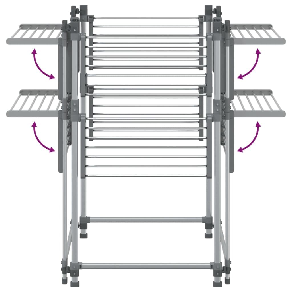 vidaXL Wäschetrockner 107x107x120 cm Alu 2 Etagen 33 m silbern