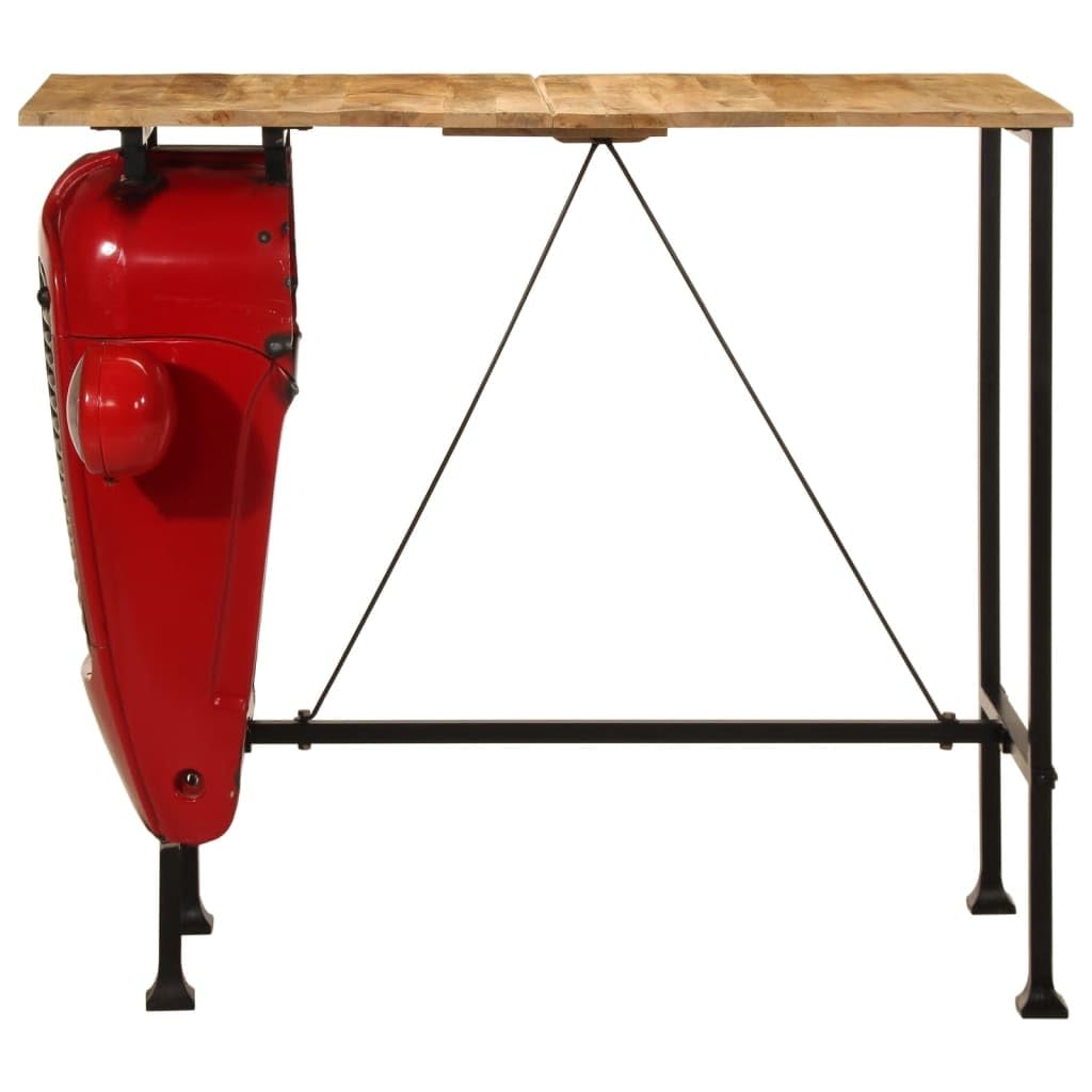 vidaXL Bartisch Traktor Rot-Braun 55x120x107 Mango