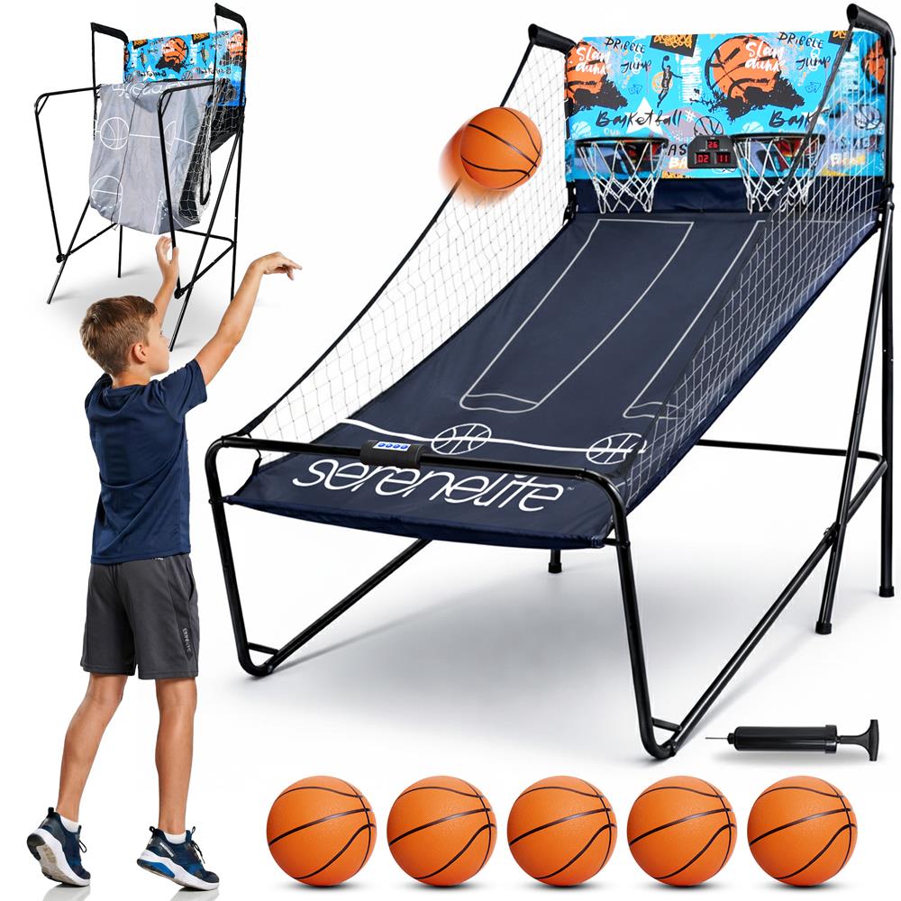 Serenelife Basketballspiel Dual Hoop LED klappbar 5 Bälle