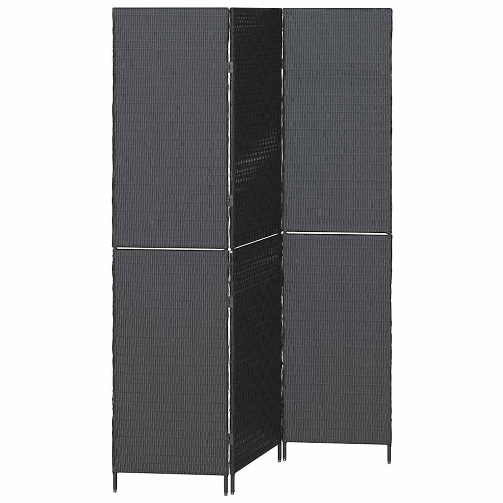 vidaXL Raumteiler 146x180 cm Schwarz Poly-Rattan Paravent