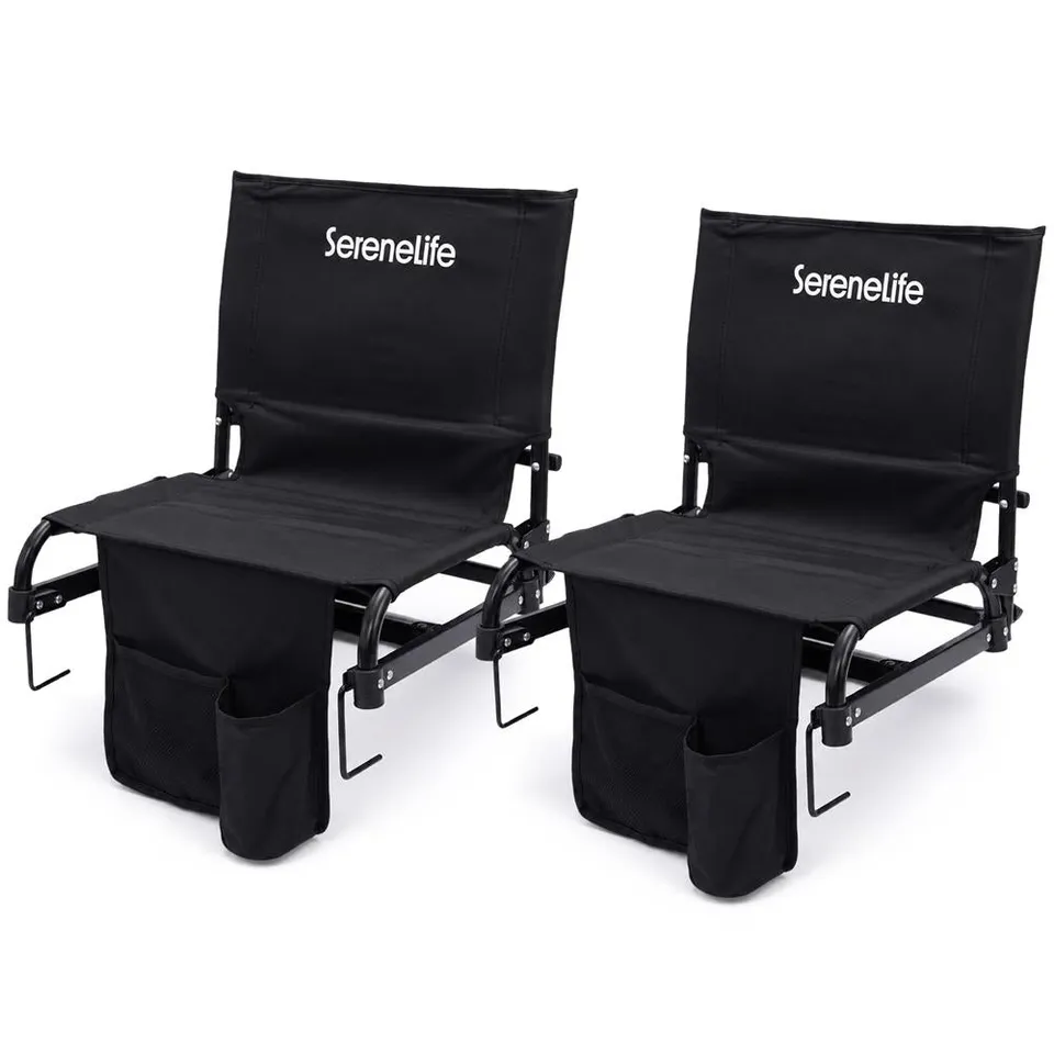 Serenelife Furniture SLFLDSTDCH2X Stadionstuhl Schwarz faltbar