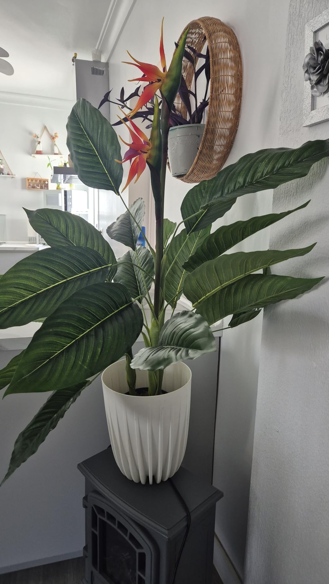 vidaXL Strelitzia Kunstpflanze Rot 100 cm mit Topf
