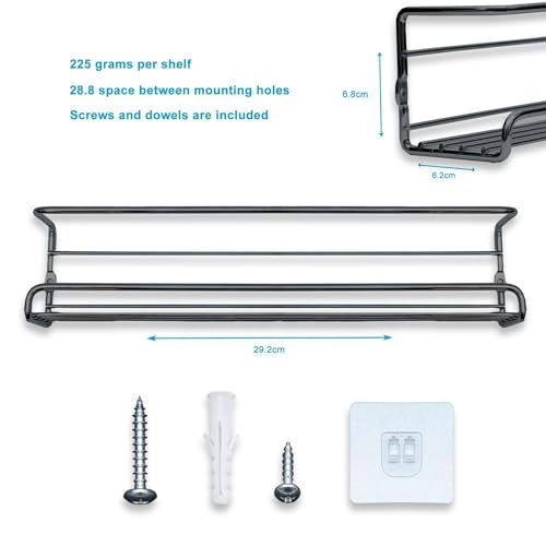 Intirilife Gewürzregal ohne Bohren Schwarz Eisen 4er Set
