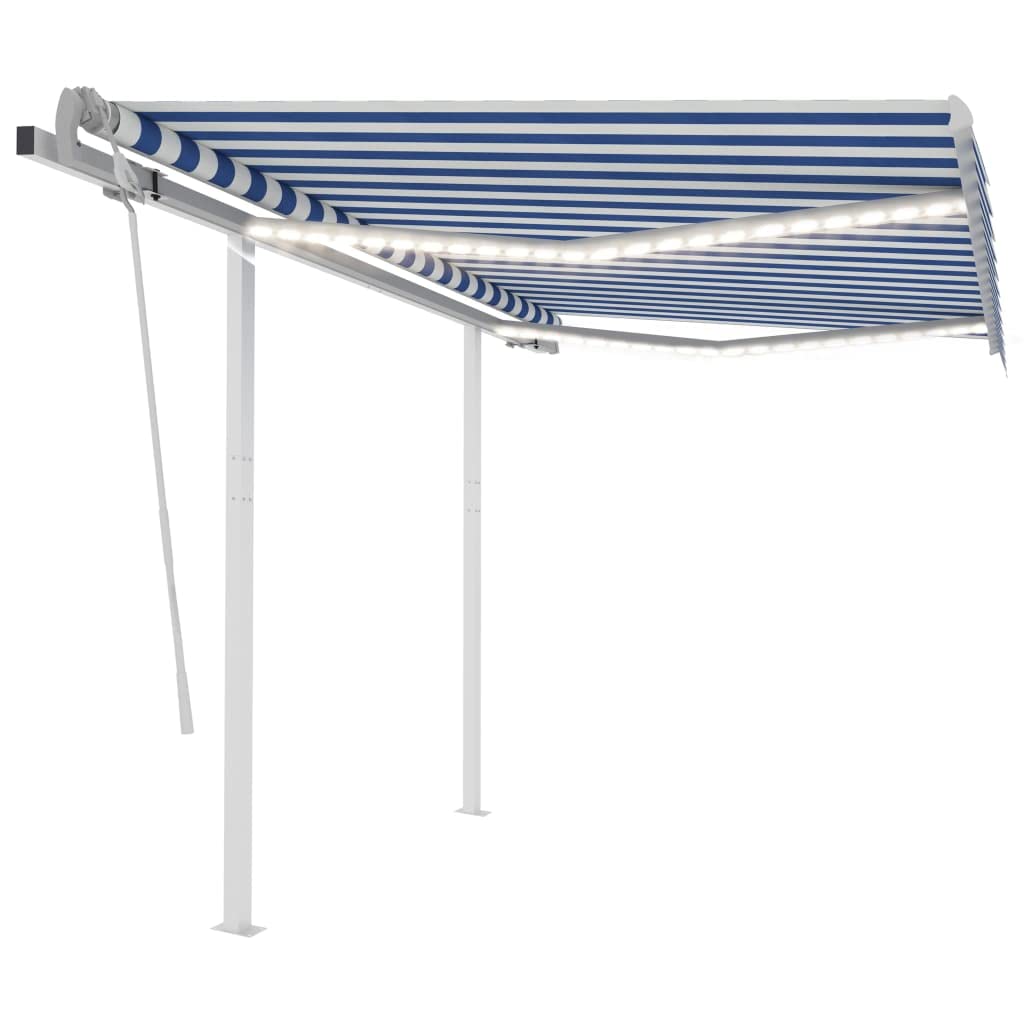 vidaXL Gelenkarmmarkise 3x2,5m LED Blau-Weiß