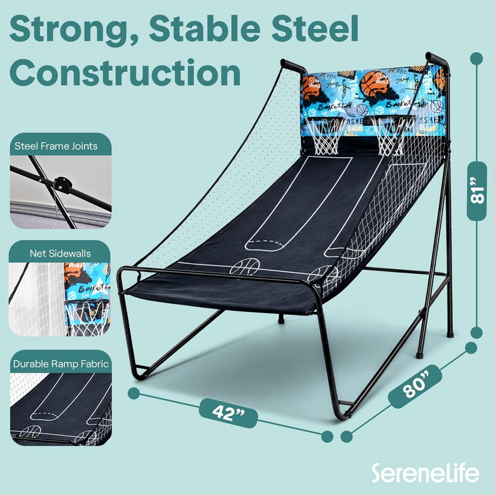 Serenelife Basketballspiel Dual Hoop LED klappbar 5 Bälle