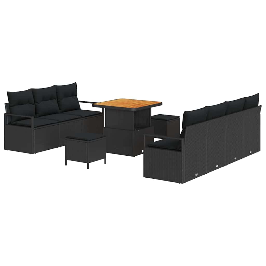 vidaXL Heim & Garten Gartensofa-Set 10-tlg Schwarz Akazie