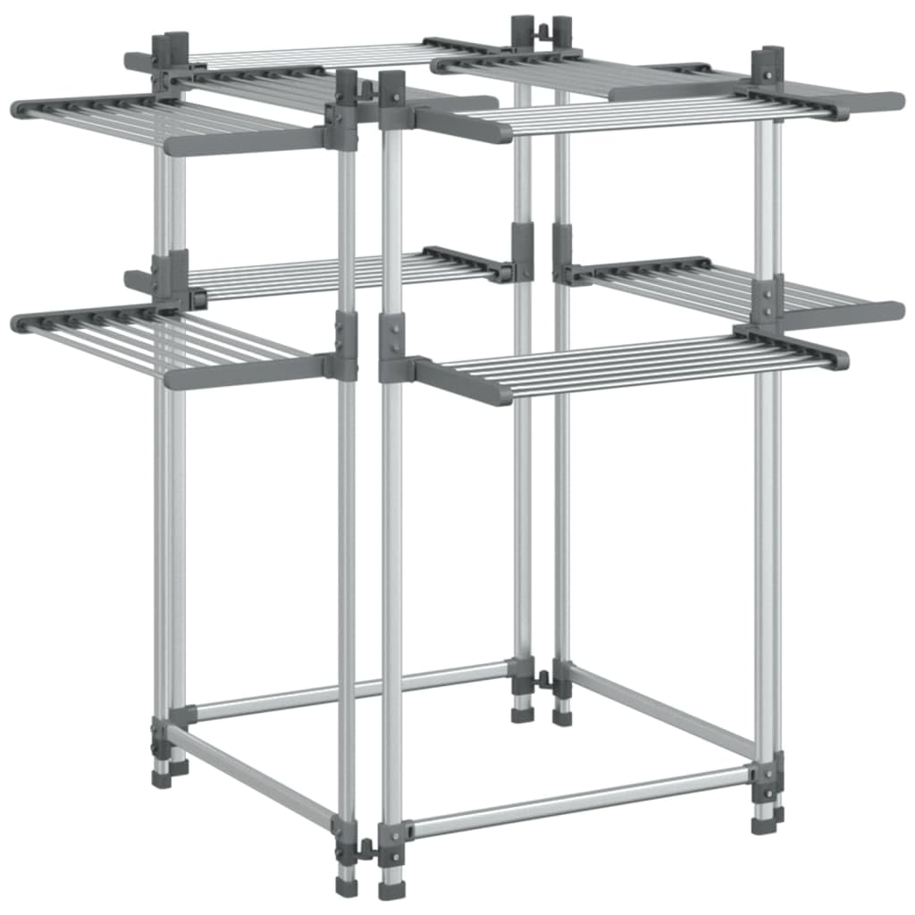 vidaXL Wäschetrockner 107x107x120 cm Alu 2 Etagen 33 m silbern