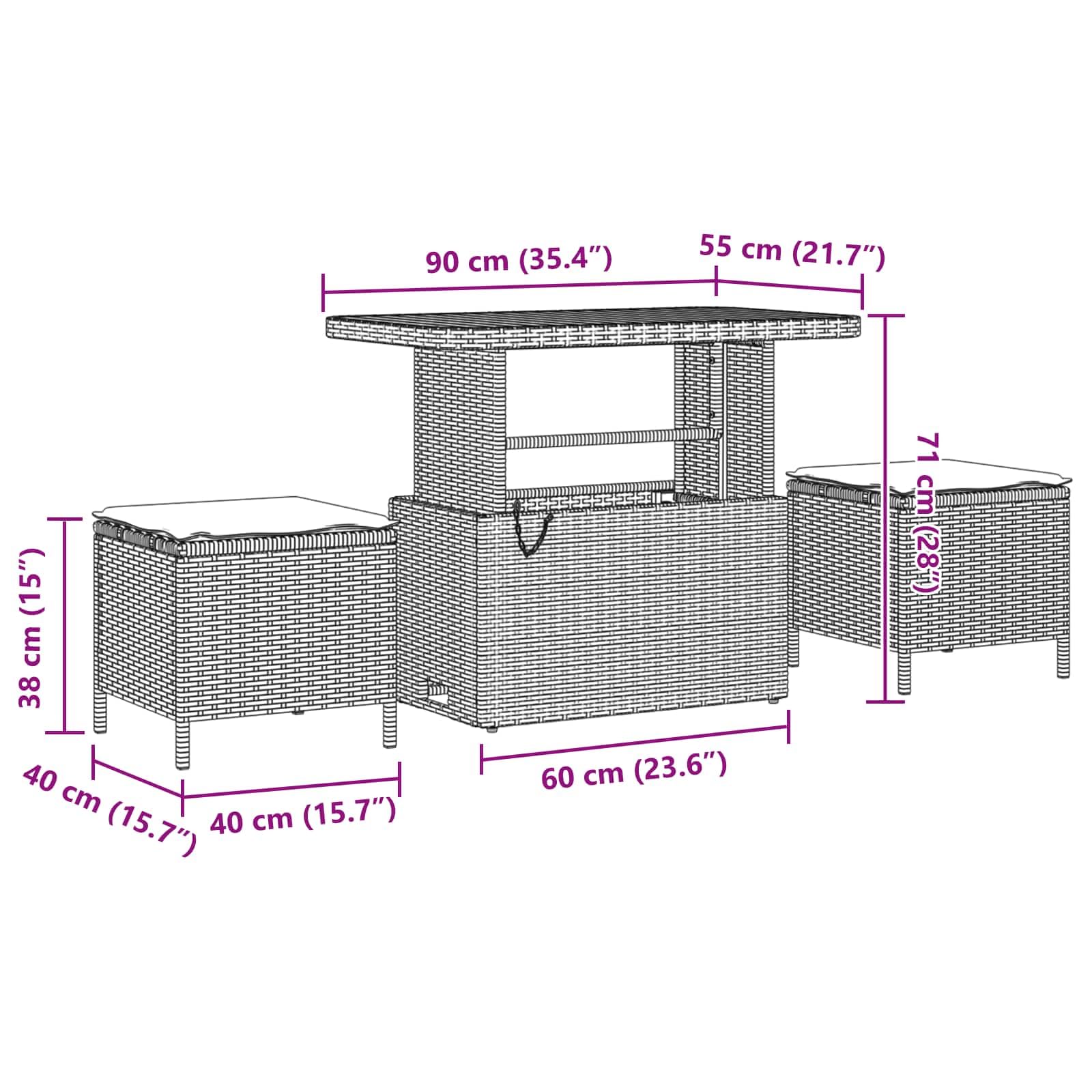 vidaXL Heim & Garten Gartensofa-Set 10-tlg Schwarz-Cremeweiß