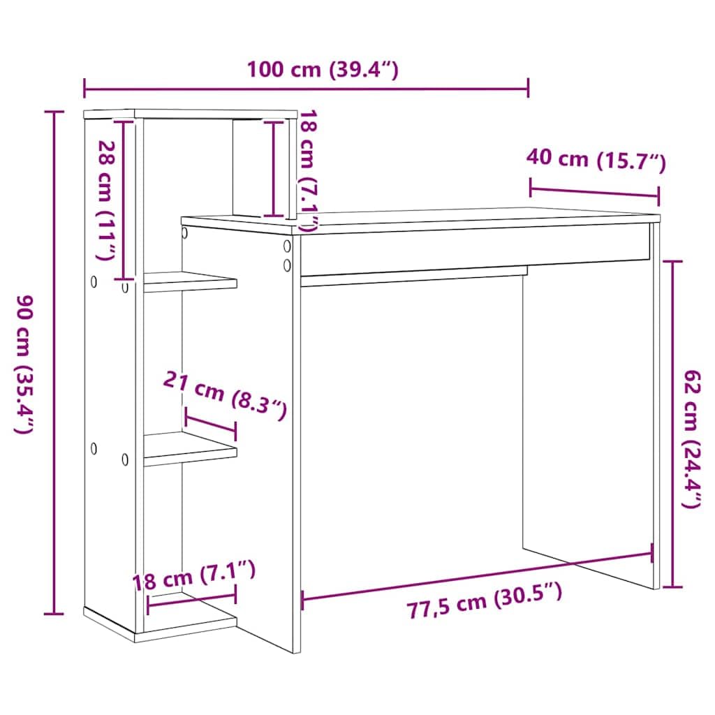 vidaXL Schreibtisch Weiß 100x40x90 cm mit Regalen