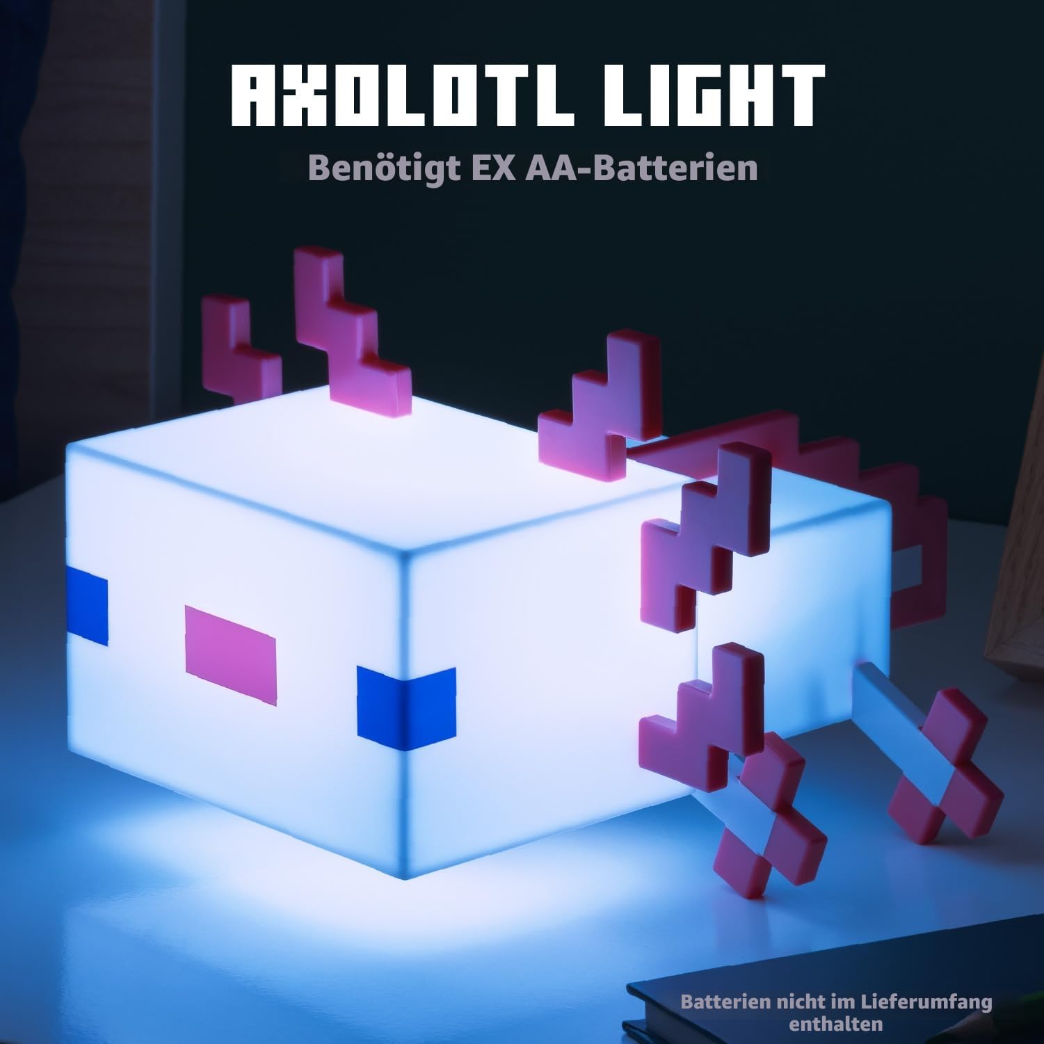 Paladone Minecraft Axolotl Lampe 21 cm 5 Farben Batterie